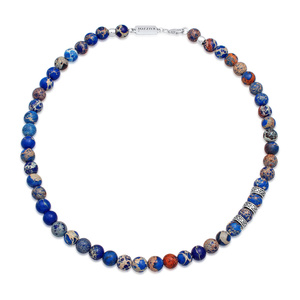 KUZZOI Collier Hommes perles avec des pierres d'agate en argent sterling 925 collier