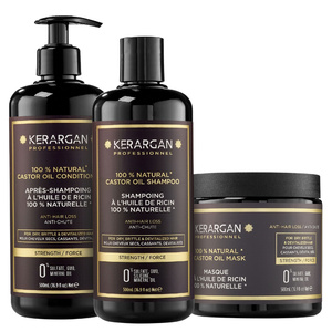 Kerargan - Trio Anti-Chute Shampoing, Après-shampoing & Masque à l’Huile de Ricin Soin des cheveux