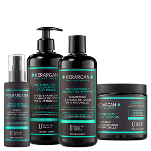 Kerargan - Ensemble Hydratant Shampoing, Après-Shampoing, Masque & Sérum à l’Huil Soin des cheveux
