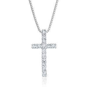 KUZZOI Collier Hommes croix pendentif religion avec cristaux en argent sterling 9 Bijoux 