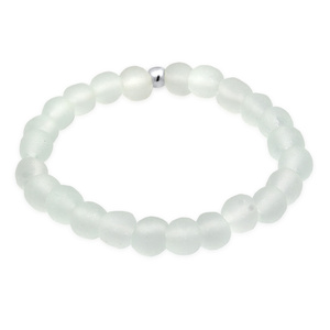 Elli Bracelet Femmes tendance basique avec perles de verre blanc en argent sterli Bracelet