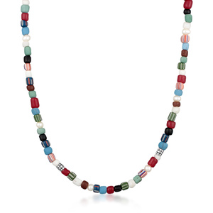KUZZOI Collier Hommes Perles de verre multicolore tendance avec  Perles de Cultur collier