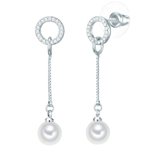 Boucles d'oreille en perle Argent sterling Verre Cristal Perles organiques en Arg Boucles d'oreilles
