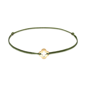 Elli Bracelet Dames avec un Ruban de Nylon Vert au Symbole du Trèfle en Argent St Bracelet