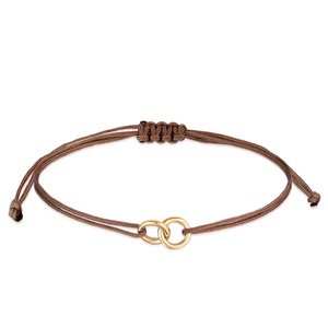 Elli Bracelet Femmes cercle géo minimaliste avec nylon brun en argent sterling 92 Bracelet 