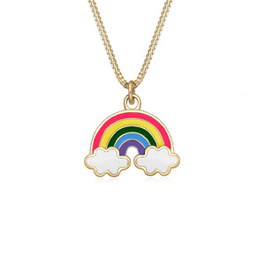Elli Collier Enfants arc en ciel pendentif avec émail multicolore en argent sterl collier
