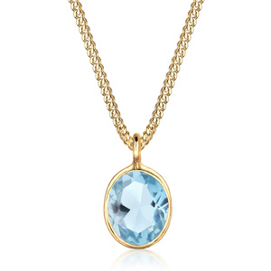 Elli Collier Femmes Pendentif solitaire élégant avec topaze bleu clair en argent  collier