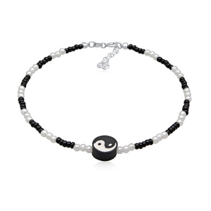Elli Bracelet de Cheville Femmes Bracelet de cheville Yin Yang avec perles de ver Bijoux 