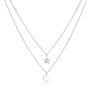 Elli Collier Enfants couches étoile demi-lune pendentif avec cristal en argent st collier