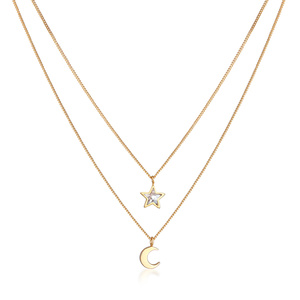 Elli Collier Enfants couches étoile demi-lune pendentif avec cristal en argent st collier