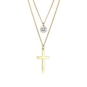 Elli Collier Pendentif Croix à couches pour femmes Blogueur tendance avec cristau collier 