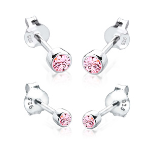 Elli Boucles d'Oreilles Femmes clous d'oreilles Basique set de 2 avec cristal en  Boucles d'oreilles
