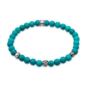 KUZZOI Bracelet Hommes perles avec howlite turquoise en argent sterling 925 Bracelet