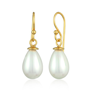 Nenalina Boucles d'Oreilles Femmes Pendentif d'oreilles Ovale Classique avec perl Boucles d'oreilles