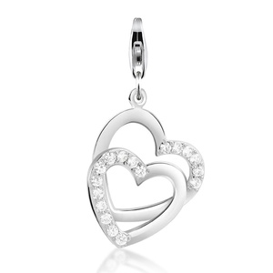 Nenalina Amulette Femmes pendentif cœur avec zircon en argent sterling 925 Pendentif