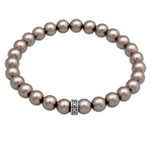 KUZZOI Bracelet Hommes perles de verre gris perles élégantes en argent sterling 9 Bracelet