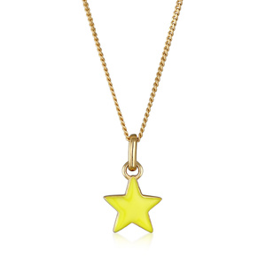 Elli Collier Enfants Pendentif étoile avec Émail jaune 925 Argent Sterling Plaqué collier