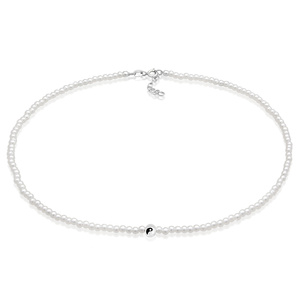 Elli Collier Femmes Choker Yin Yang Perles de verre en Argent Sterling 925 collier