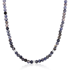 KUZZOI Collier Hommes Perles vintage avec des perles d'agate en argent sterling 9 collier