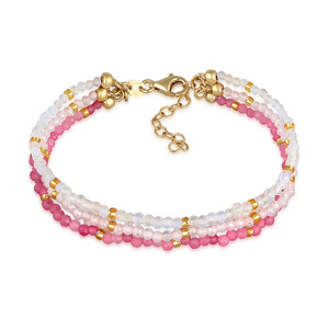 Elli PREMIUM Bracelet Femmes Couches 3 rangées de perles avec pierre de lune et q Bracelet 