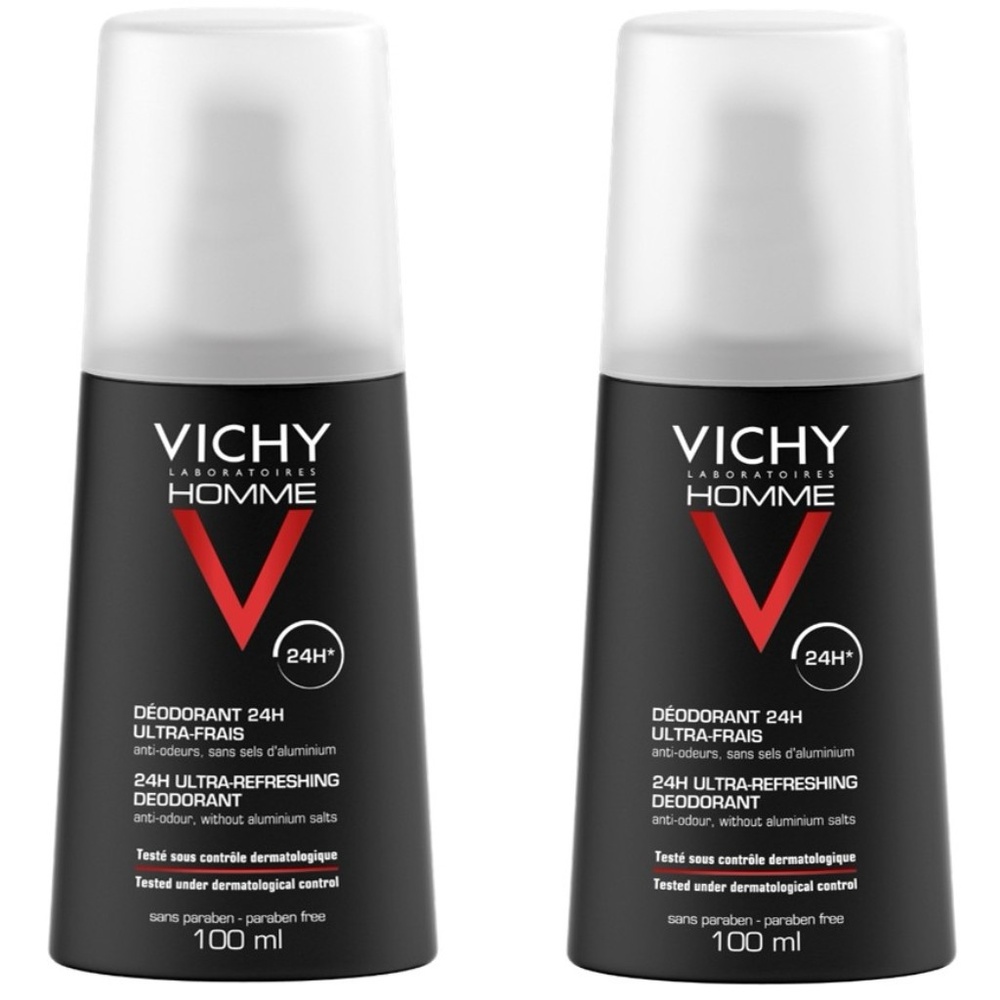 Vichy Homme Deodorant vaporisateur Fraicheur et anti-odeur 2x100ml