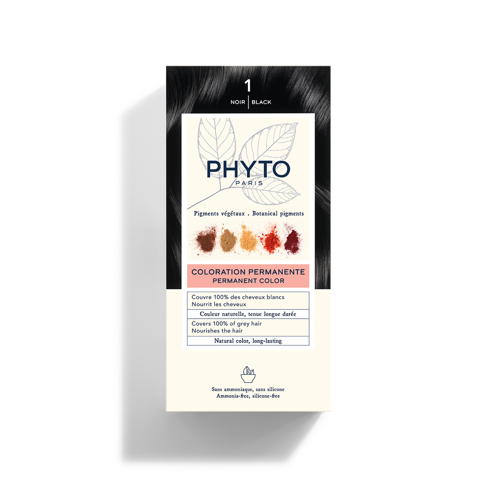 Phyto - Coloration Permanente 1 Noir Kit coloration 112 ml