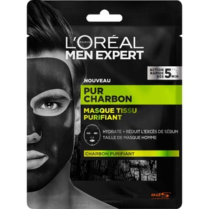 Men Expert Pur Charbon Masque Tissu Purifiant Visage Homme