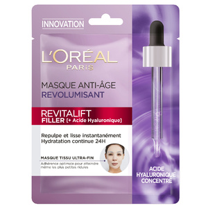 L'Oréal Paris Revitalift Filler Masque tissu Revolumisant Anti-rides - 30g Masque Tissu Anti-Age Revolumisant Acide Hyaluronique 
