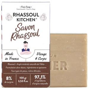 Rhassoul Kitchen Savon équilibrant naturel pour Homme Savon Surgras Visage et Corps à l'Argile Rhassoul