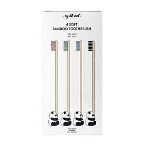 4 x multi colour bamboo toothbrush set Brosse à dent en Bambou