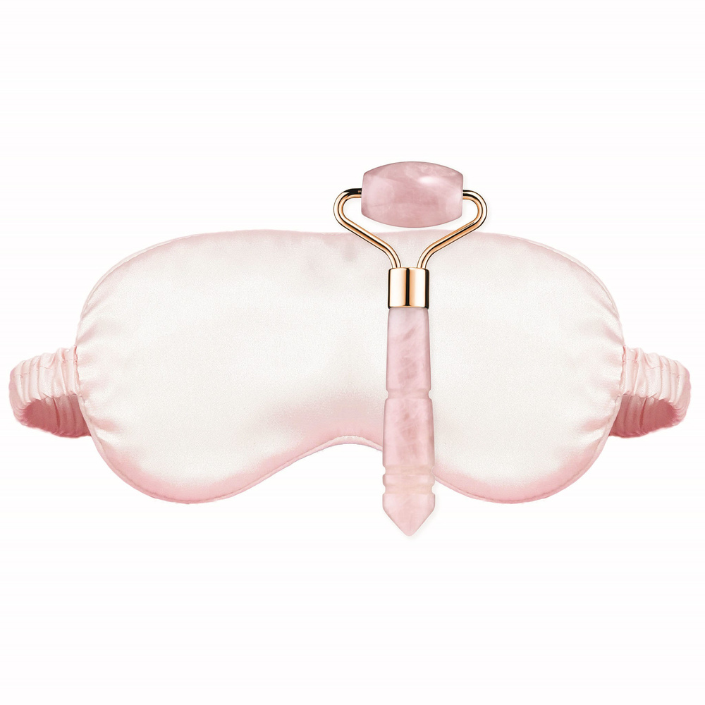 Lavay Paris Accessoires massages 1 Masque de sommeil + 1 Mini Roller en Quartz Rose