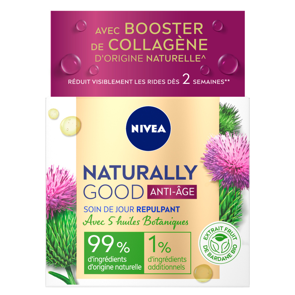 nivea - NATURALLY GOOD - Crème de jour Extrait Bardane BIO Soin visage anti-âge 50 ml