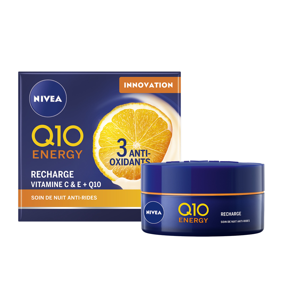 nivea - Q10 ENERGY - Crème de nuit Vitamine C E Soin visage anti-âge 50 ml