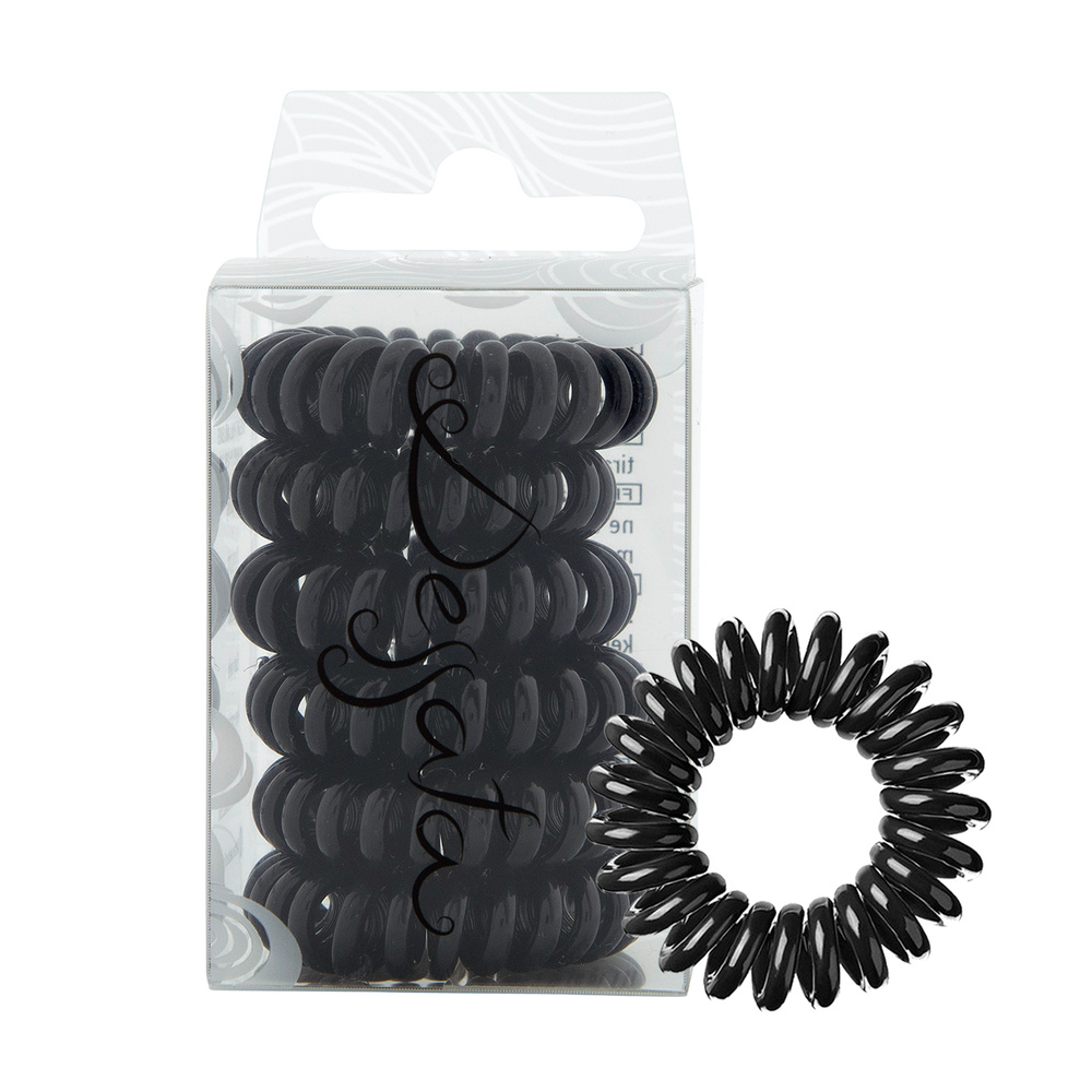 Dessata Elastique cheveux Lot de 6 élastiques spirales coloris noir