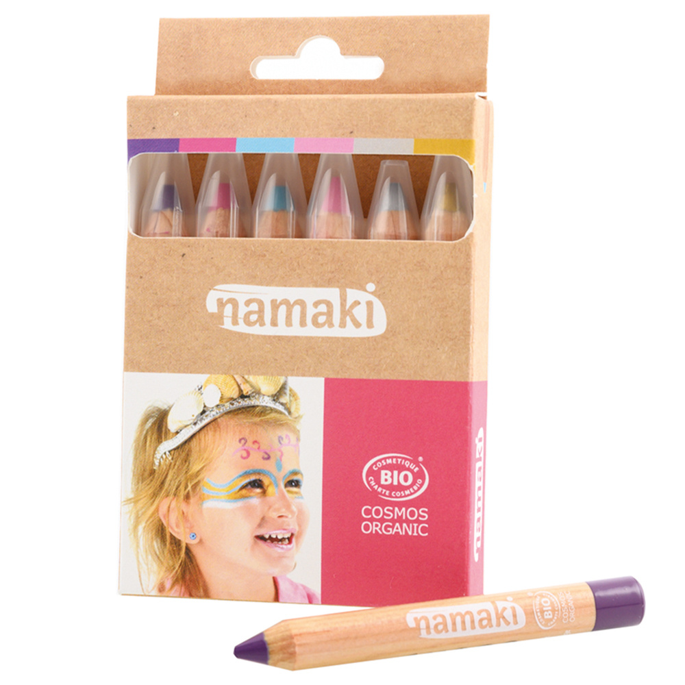 namaki Maquillage de déguisement Crayons or/argent/rose/turquoise/violet/fuchsia