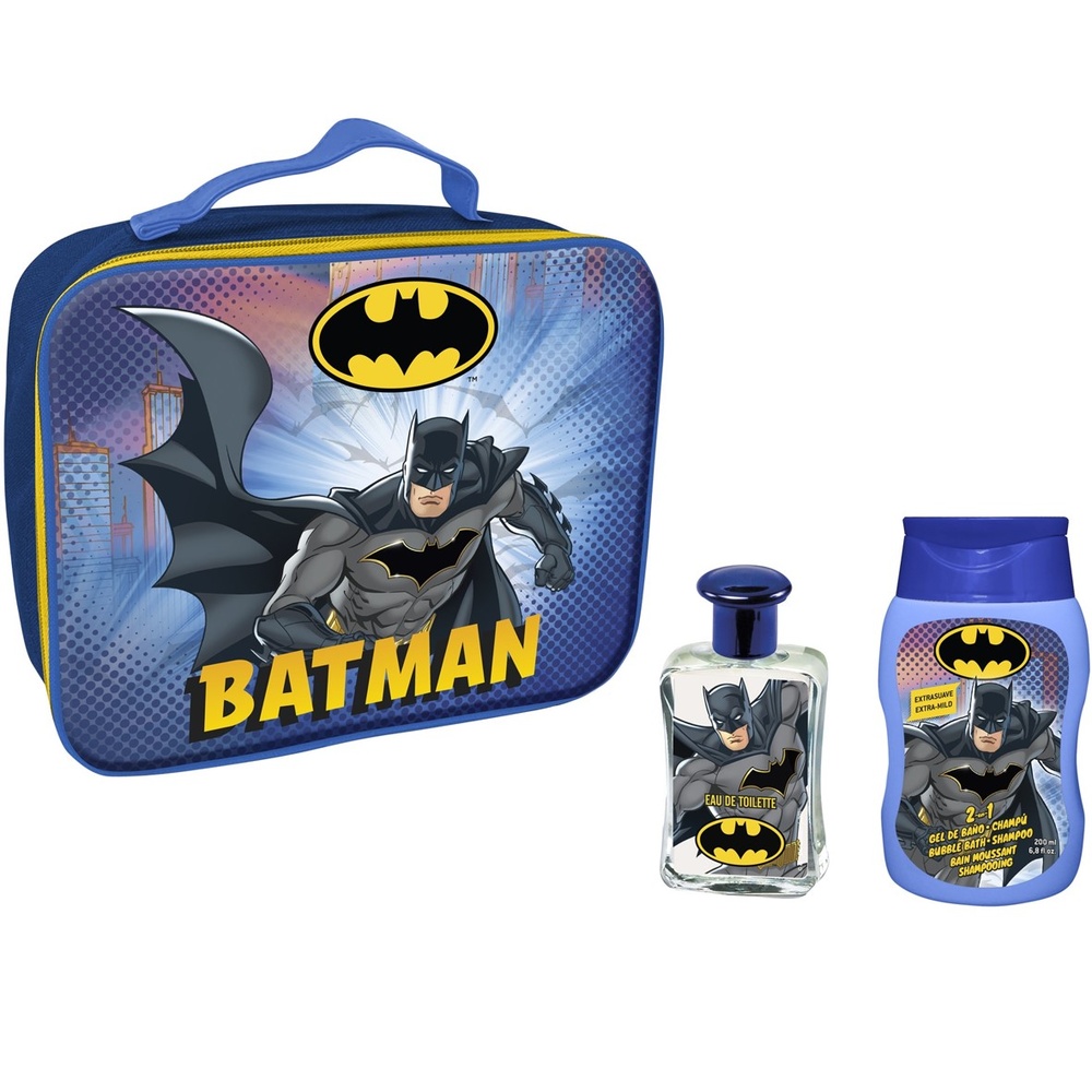 Warner Bros Batman Coffret Sacoche Eau de toilette vaporisateur 50ml + Bain moussant shampooing 2 en 1  200 ml
