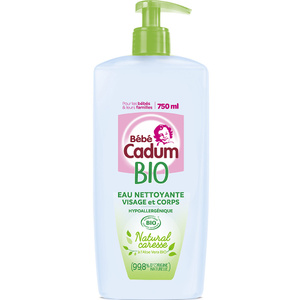 Cadum Bébé eau nettoyante Certifiée Bio750ml Eau Nettoyante Hypoallergénique certifiée BIO pour Bébé