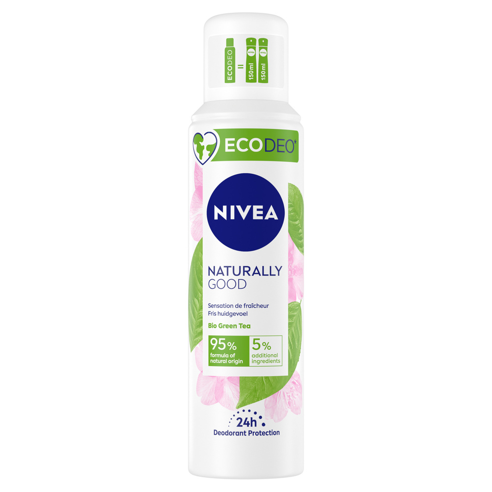 nivea - NATURALLY GOOD - Déodorant ECODEO au thé vert Bio spray Femme 125 ml