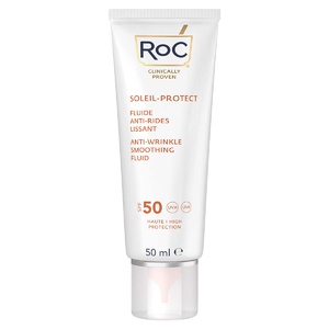 RoC Soleil Protect Fluide Lissant Visage Anti-Âge SPF50+ 50ml Crème Solaire Visage 