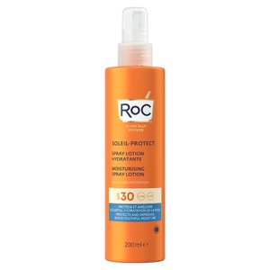 RoC Soleil Protect Lait Corps Spray Hydratant SPF30+ 200ml Crème Solaire Corps 