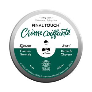 Crème Coiffante Naturelle et Vegan, Fixation normale, Effet mat - Final Touch Crème Coiffante Naturelle et Vegan Barbe et Cheveux pour Hommes - Final Touch