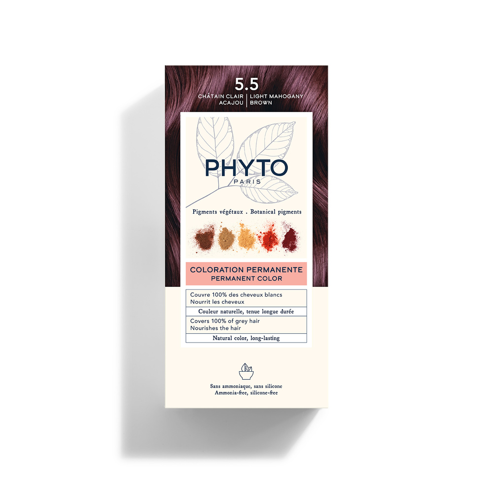Phyto - Coloration Permanente 5.5 Châtain ClairAcajou Kit coloration 112 ml