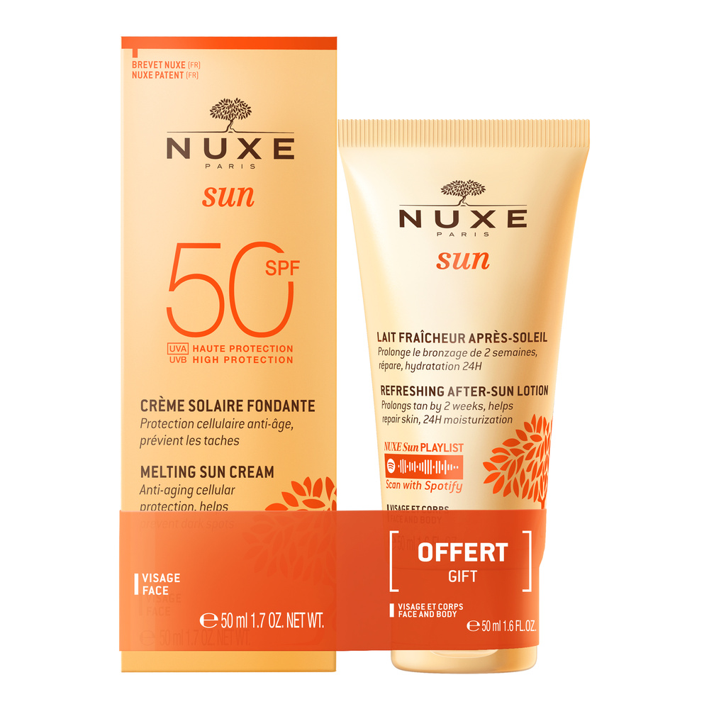 Nuxe - Duo Crème Solaire Fondante SPF50 et Lait Fraicheur Après-Soleil offert Protecteur solaire 1 unité