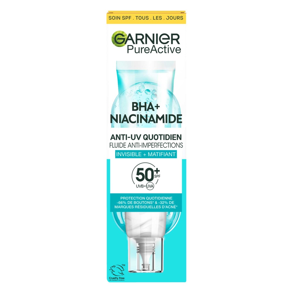 garnier - Pure Active Soin visage Anti-UV Quotidien anti-imperfections SPF 50+ 40 ml