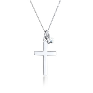 Elli Collier Pendentif femme croix religion intemporel avec cristal en argent ste collier