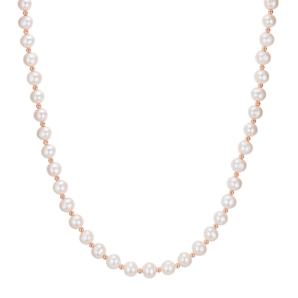 Valero Pearls - Chaîne Argent sterling Perle de culture d'eau douce en Or rose collier 1 unité