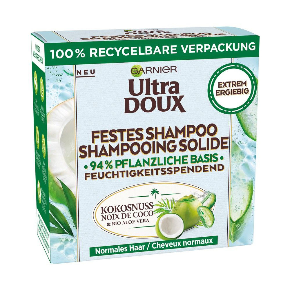 Garnier - Shampoing Solide Noix de Coco et Aloe Vera Bio Ultra Doux 60 g